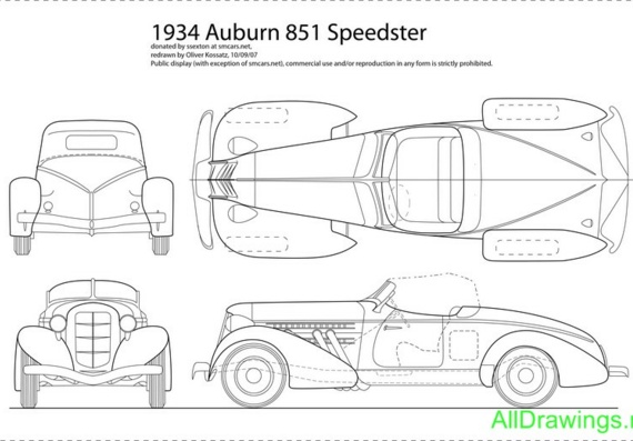 Auburn 851 Speedster (1934) (Аубурн 851 Спидстер (1934)) - чертежи (рисунки) автомобиля